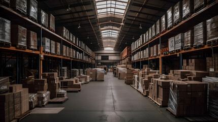 warehouse full of boxes, generative ai