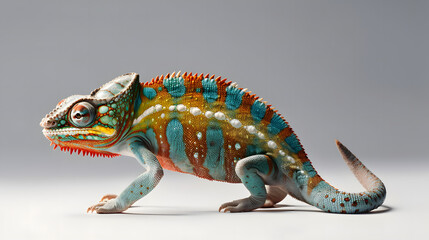 Obraz premium chameleon, isolated, neutral background, generative ai