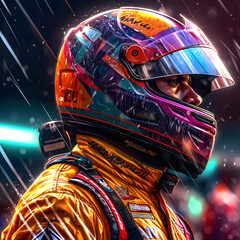 Fototapeta premium formula one driver art, with formula one cars, generative ai