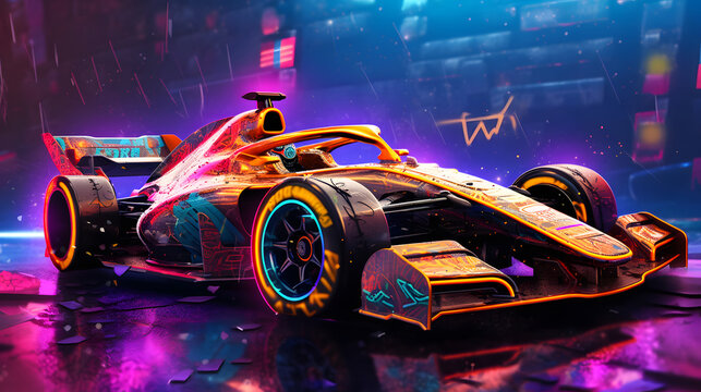formula one driver art, with formula one cars, generative ai
