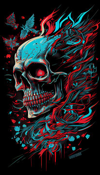 Tshirt design skull vector Ai generated image 