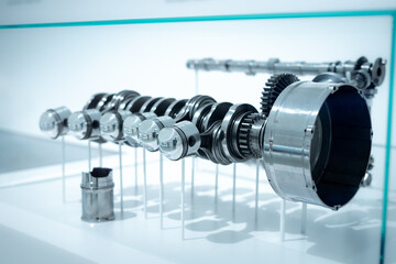 Close-up of a metal crankshaft 
