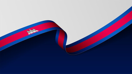Cambodia ribbon flag background.