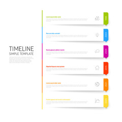 Fototapeta premium Simple vertical infographic timeline template made from white paper stripes on one side