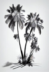 Fototapeta na wymiar Silhouettes of palm trees on a white background. Abstract illustration.