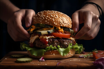 hamburger with fries