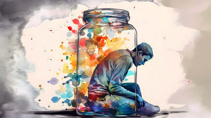 depression watercolor painting, generative ai