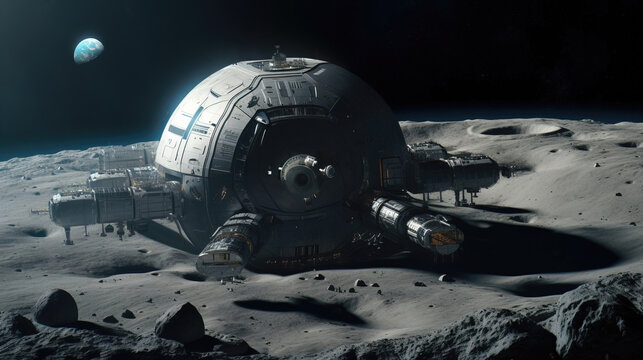 futuristic moon base. generative AI