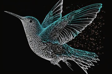 Abstract image of a colibri in the form of a star, generative ai