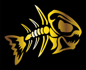 Web gold color fish bone logo, vector