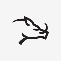 simple hog line icon logo vector design, modern animal logo pictogram design . warthog boar logo vector icon line art outline illustration download