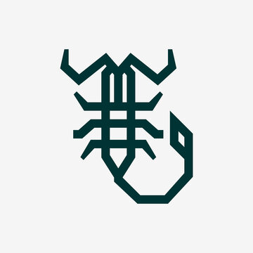 scorpion simple line icon logo vector design, modern poisonous animal logo pictogram design 