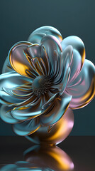 Elegant, metallic flower with a shimmering, reflective surface Generative Ai