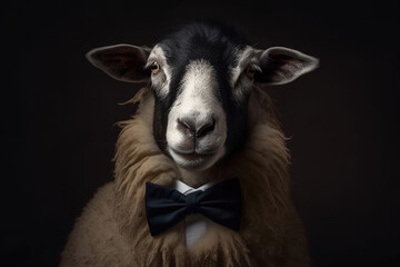 Portrait of a sheep dressed in a formal business suit, generative ai