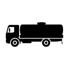 Tanker truck icon. Black silhouette. Side view. Vector simple flat graphic illustration. Isolated object on a white background. Isolate.