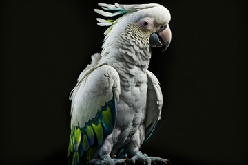 Close up photo of a white parrot, generative ai