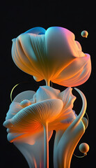 Pair of isolated flowers, their soft, organic forms and luscious colors standing out  Generative Ai