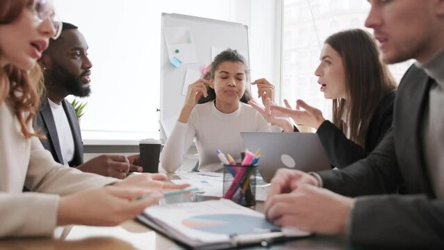stress at work in the office, problems at work, employees swear at the workplace