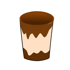 Illustration of chocolate milk trad with chocolate sauce