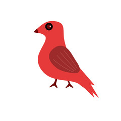 simple red bird illustration for element, decorative design.