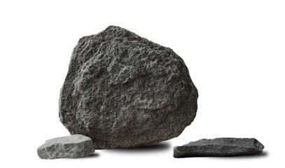 natural stone with shadow isolated on white background. Stone podium