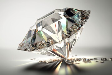 macro photography of diamond on white background, generative ai