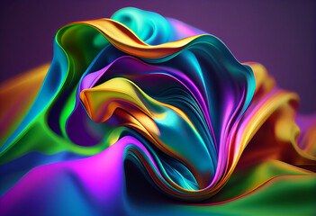 3D Abstreact multicoloured silk fabric smooth curve layers floating , aesthetic background, A.I Generated, Illustration