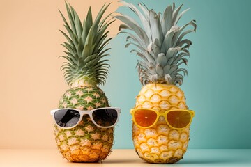 Pineapple wearing sunglasses, generative ai