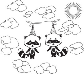 Raccoon flying on Sky