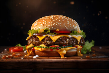 Fast food burger. Generative AI