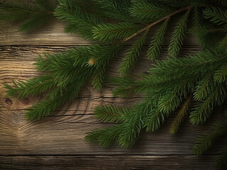 Spruce on wooden background, generative ai