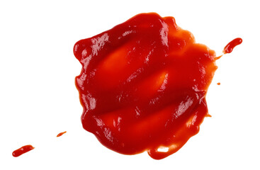 Wet stain of red tomato ketchup isolated