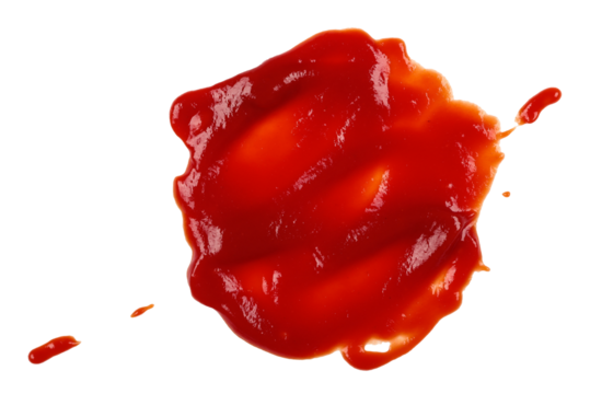 Wet stain of red tomato ketchup isolated