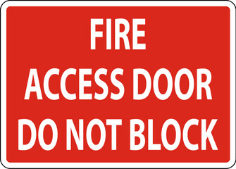 Fire Access Door Sign On White Background