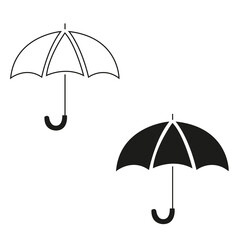 Icono de paraguas sobre un fondo blanco liso y aislado. Vista de frente y de cerca. Copy space