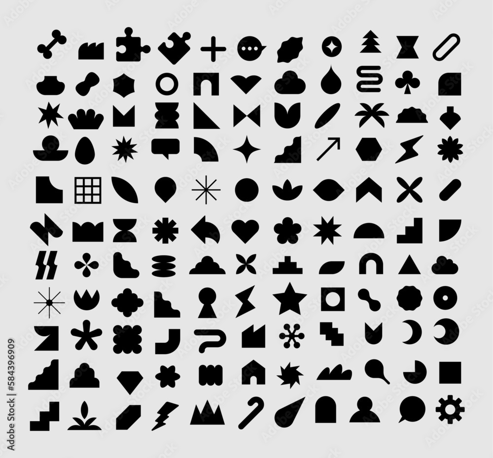 Wall mural abstract and basic shapes collection. minimalist symbols. black iconography. flat vector icon. icons