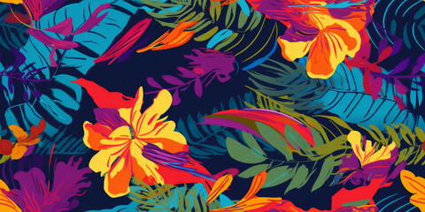 Fototapeta na wymiar Beautiful abstract colourful tropical leaf seamless background. Generative ai
