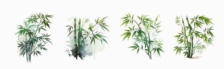 BAMBOO LEAVE PLANT LOGO VECTOR OIL PAINT