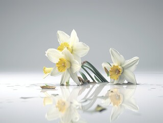 Fototapeta na wymiar White daffodil on a light background