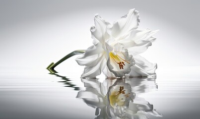 White daffodil on a light background