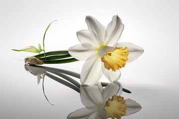 White daffodil on a light background