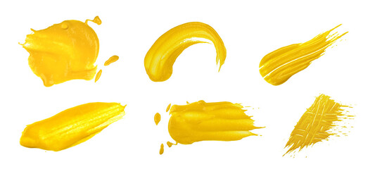 Collection of yellow American mustard stains