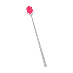 Silver magic wand with red crystal