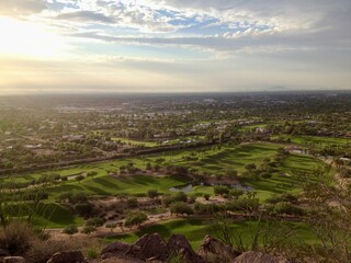 View of Beautiful Golf Course from Camelback Mountain in Phoenix