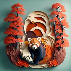 Colorful paper craft die cut, concept art