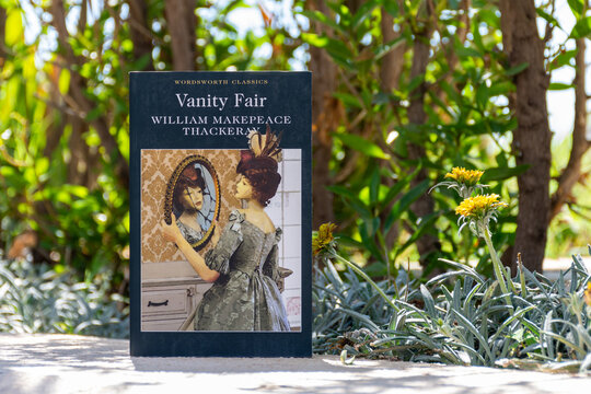 Close up William Makepeace Thackeray's Vanity Fair Novel in The Garden.