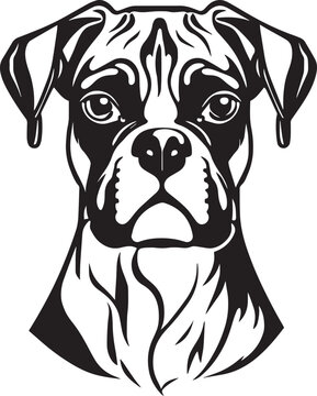 Boxer dog face isolated on a white background, SVG, Vector, Illustration.	