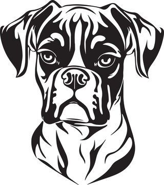 Boxer dog face isolated on a white background, SVG, Vector, Illustration.	