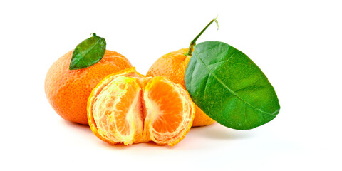 Tangerine fruit on white background