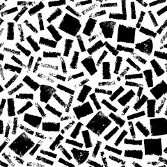 Vector abstract seamless pattern with textured hand drawn strokes. Ink drawn rectangular shapes background. Vector hand drawn modern repeatable backdrop.